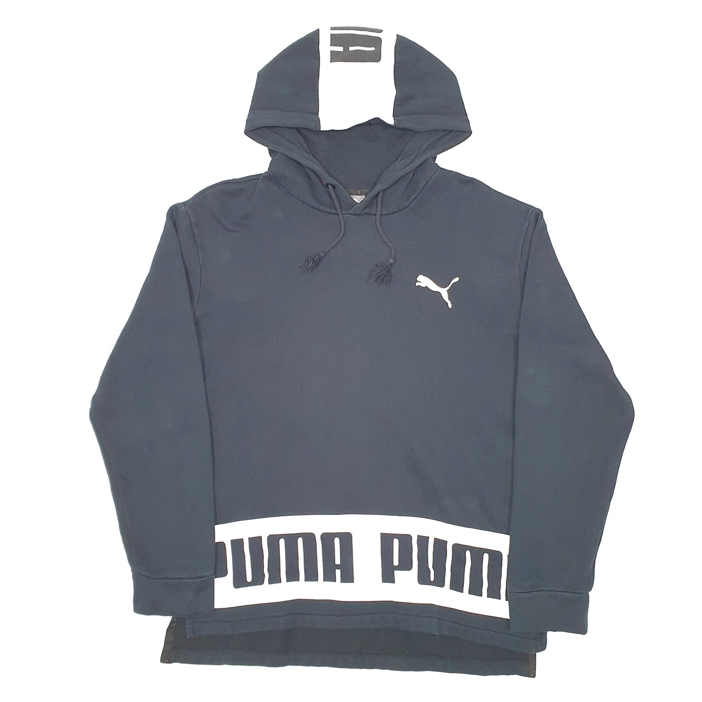 Mens Black Puma Spellout Hoodie Jumper