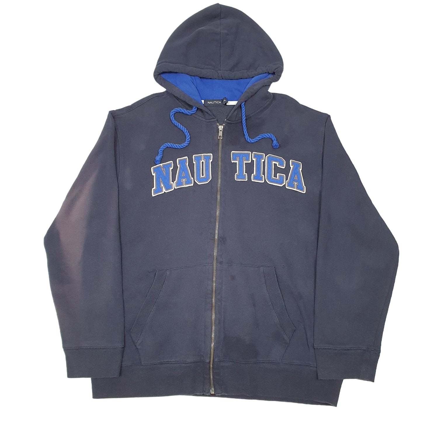 Mens Navy Nautica Hoodie Full Zip Jumper