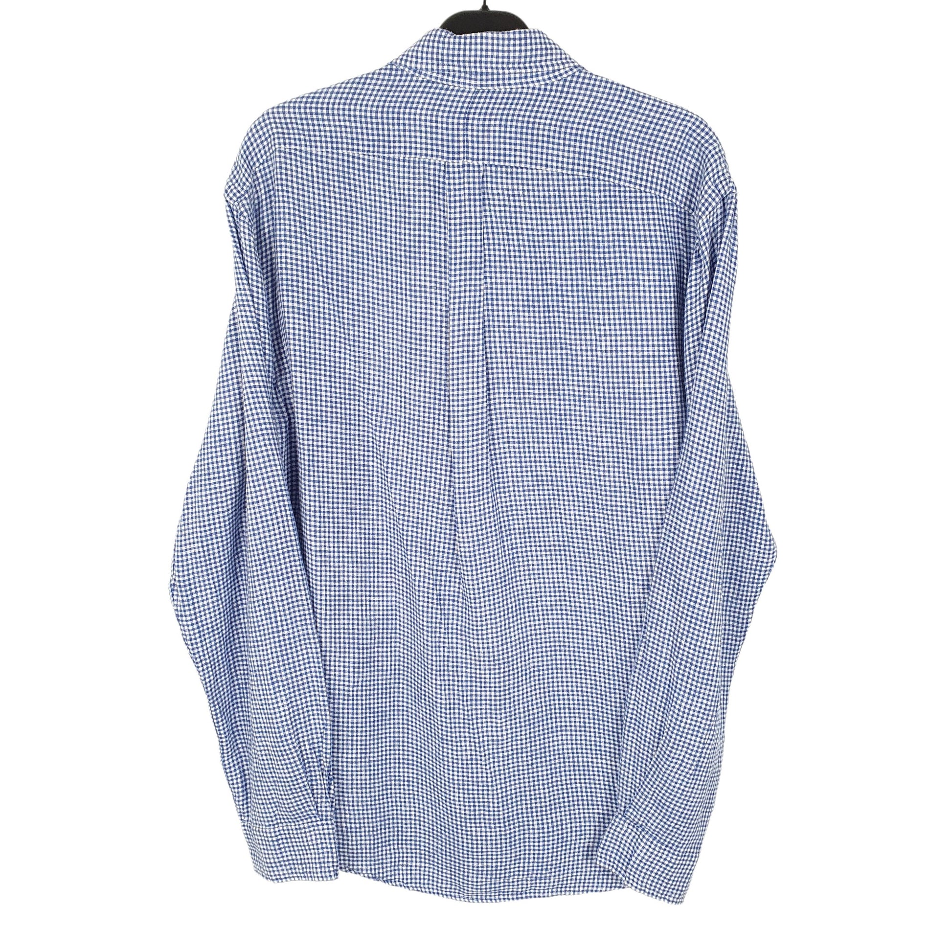 Ralph Lauren Long Sleeve Slim Fit Gingham Linen Shirt Blue