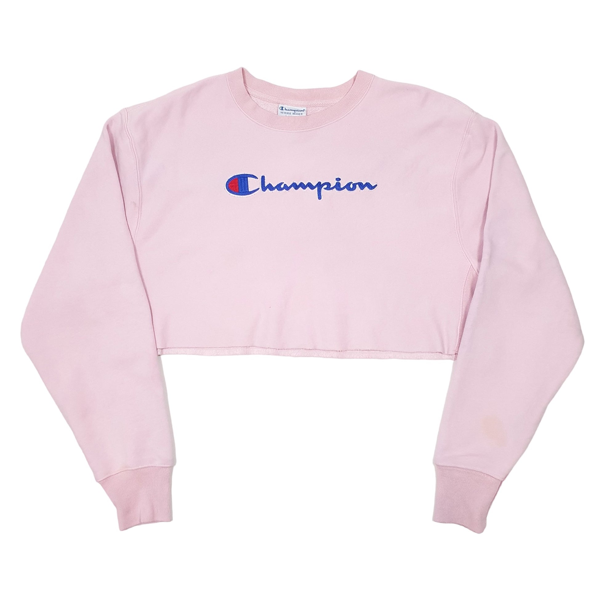 Womens Pink Champion Reverse Weave Cropped Cut off Crewneck Jumper