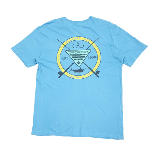 Mens Blue Columbia Sportswear PFG Performance Fishing Gear Short Sleeve T Shirt