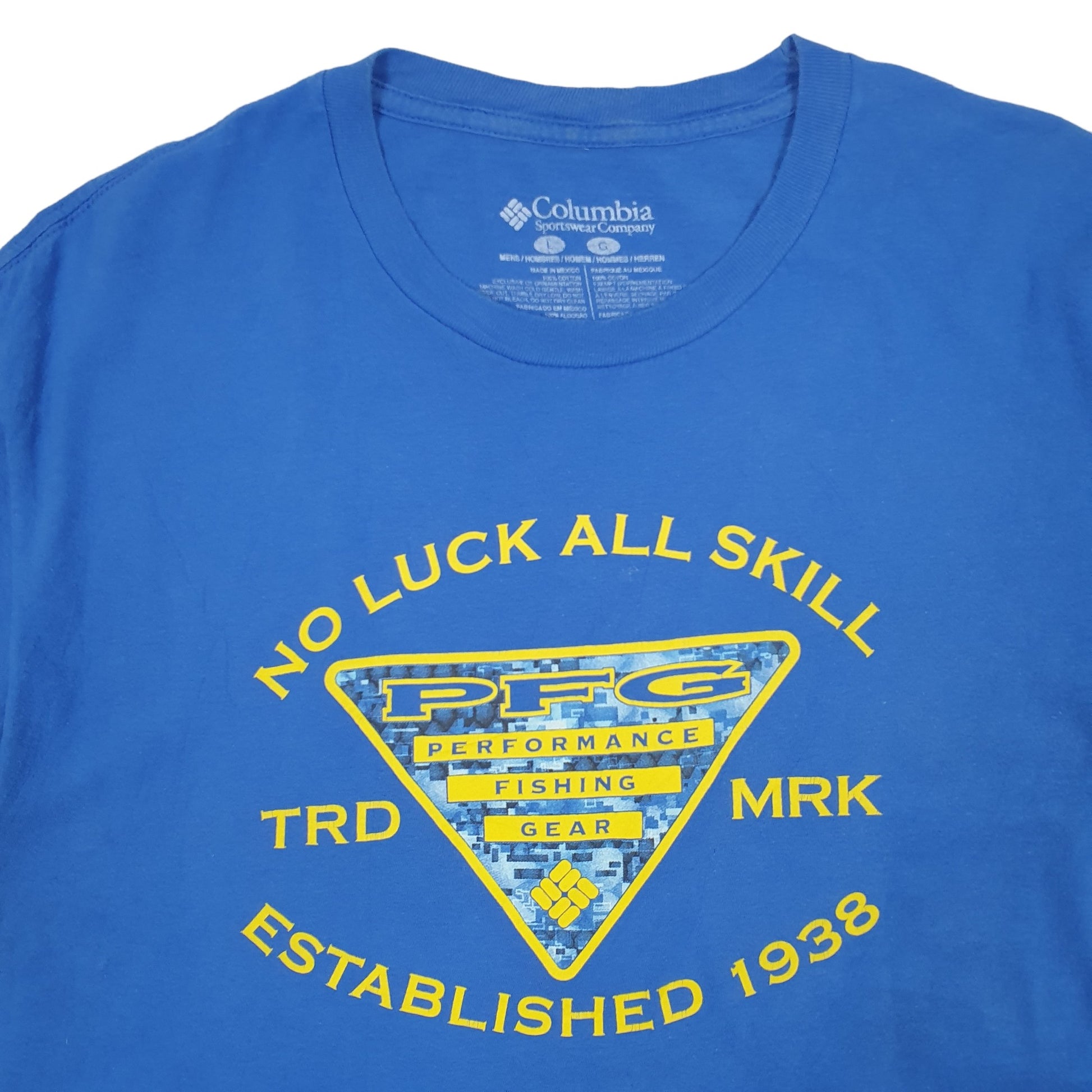 Mens Blue Columbia Sportswear Performance Fishing Gear PFG Short Sleeve T Shirt