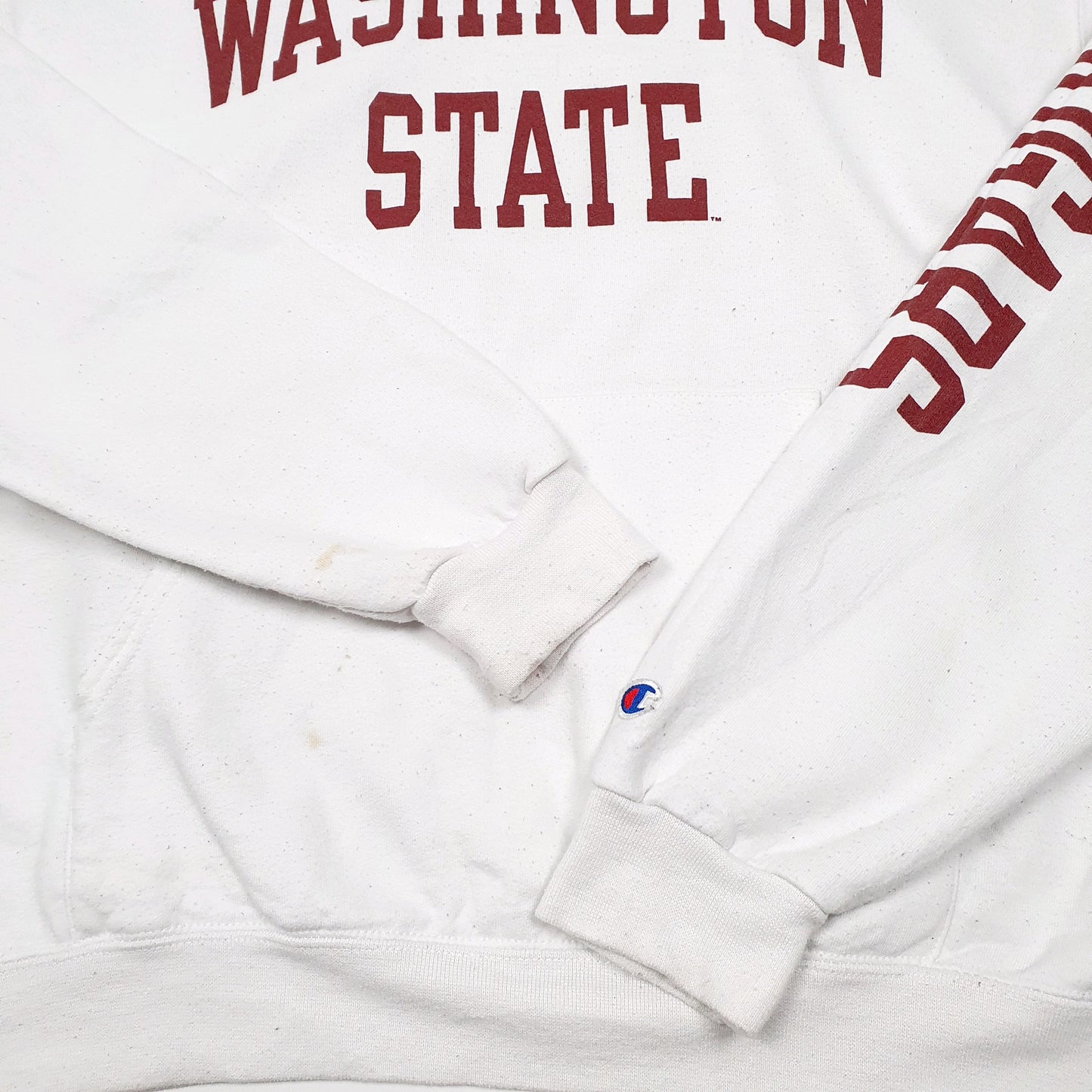 Mens White Champion Washington State College Hoodie Jumper