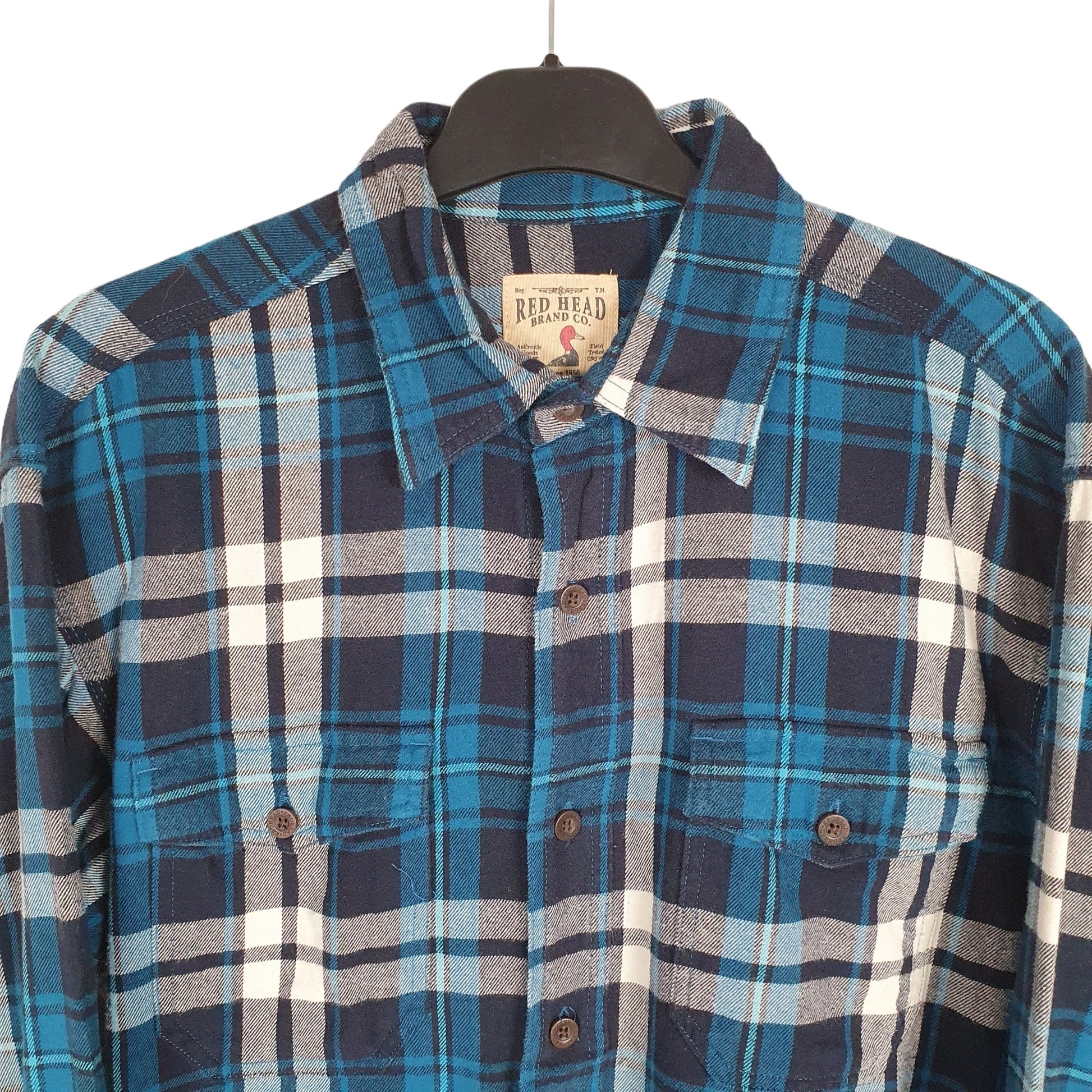 Red Head Long Sleeve Regular Fit Check Flannel Shirt Shacket Blue