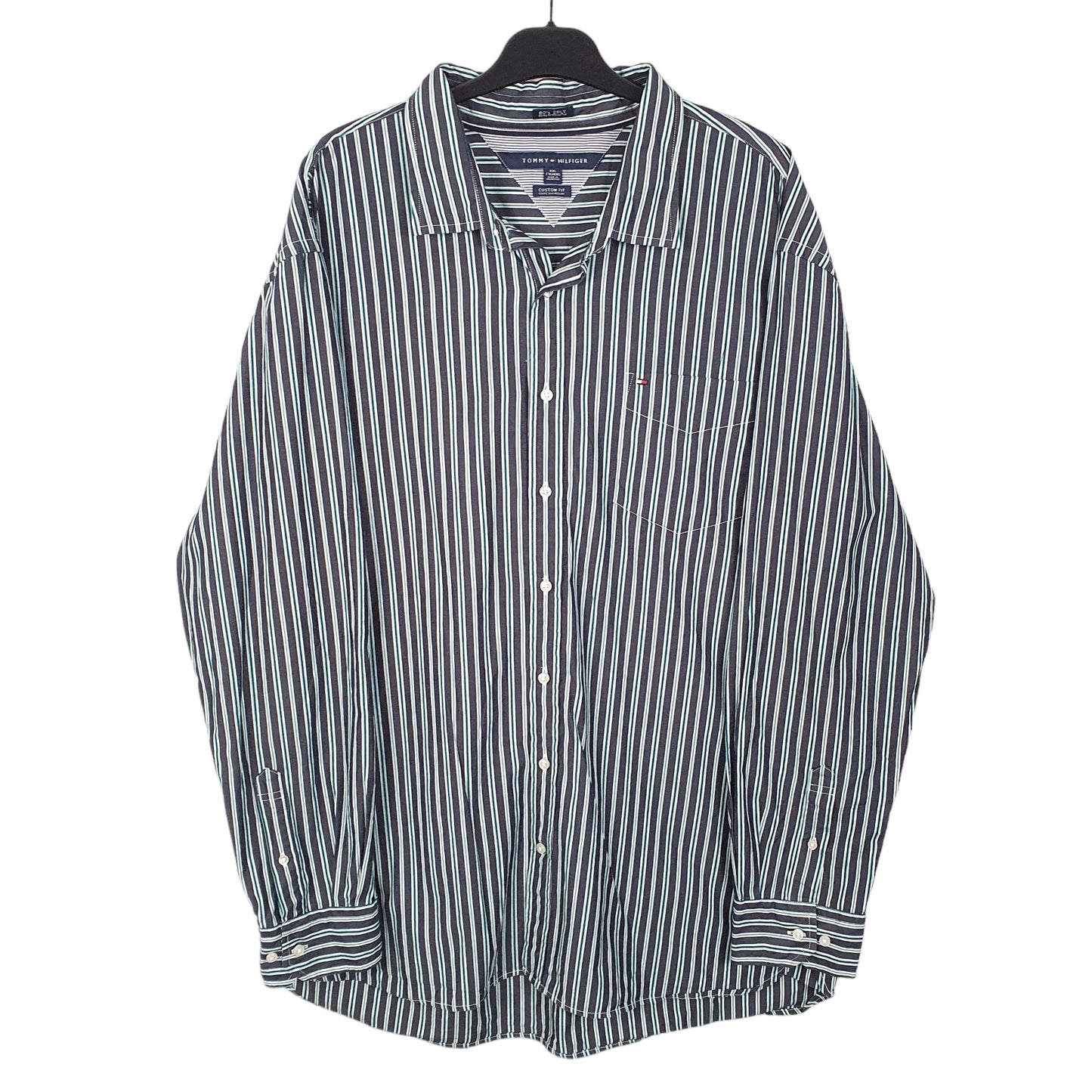 Tommy Hilfiger Long Sleeve Custom Fit Striped Shirt Navy