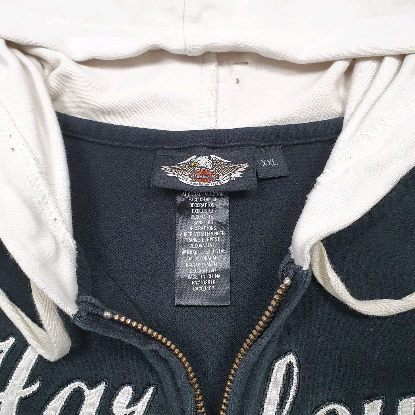 Womens Black Harley Davidson Hoodie Motorcycles Biker Spellout Full Zip Jumper