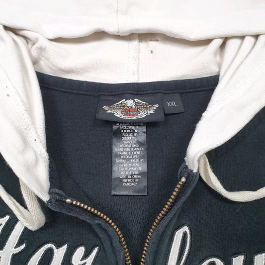 Womens Black Harley Davidson Hoodie Motorcycles Biker Spellout Full Zip Jumper