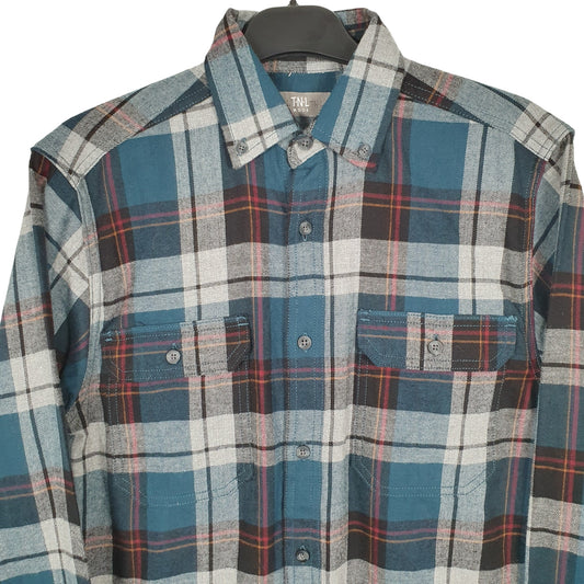 TNL Flannel Shacket Long Sleeve Regular Fit Check Shirt Turquoise