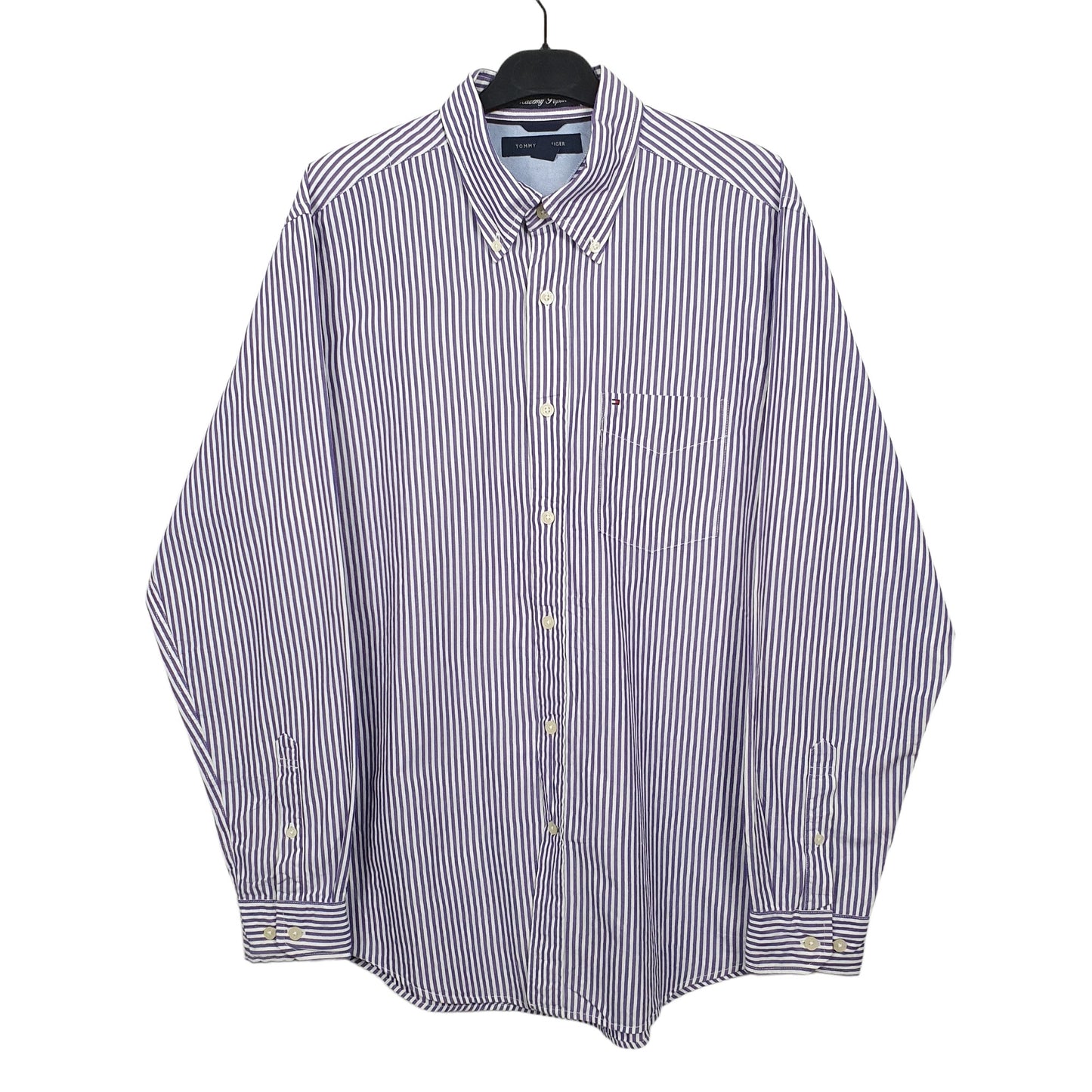 Tommy Hilfiger Long Sleeve Regular Fit Pinstripe Shirt Purple