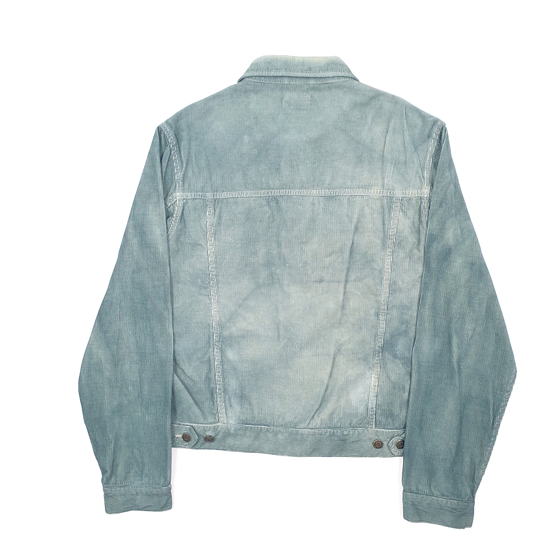 Mens Blue H&M Corduroy Cord Denim Jacket Coat
