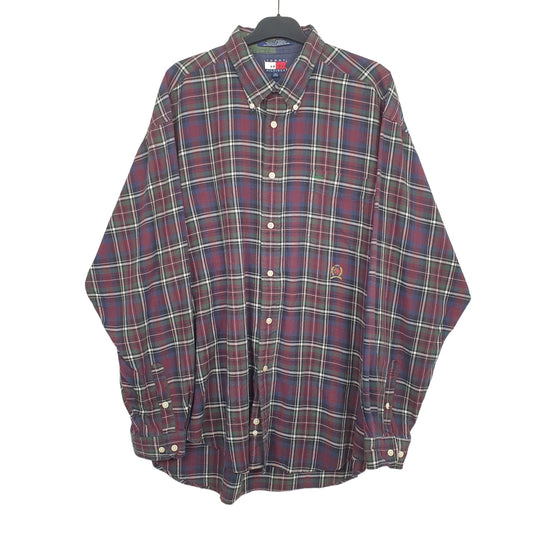 Tommy Hilfiger Long Sleeve Regular Fit Check Shirt Burgundy