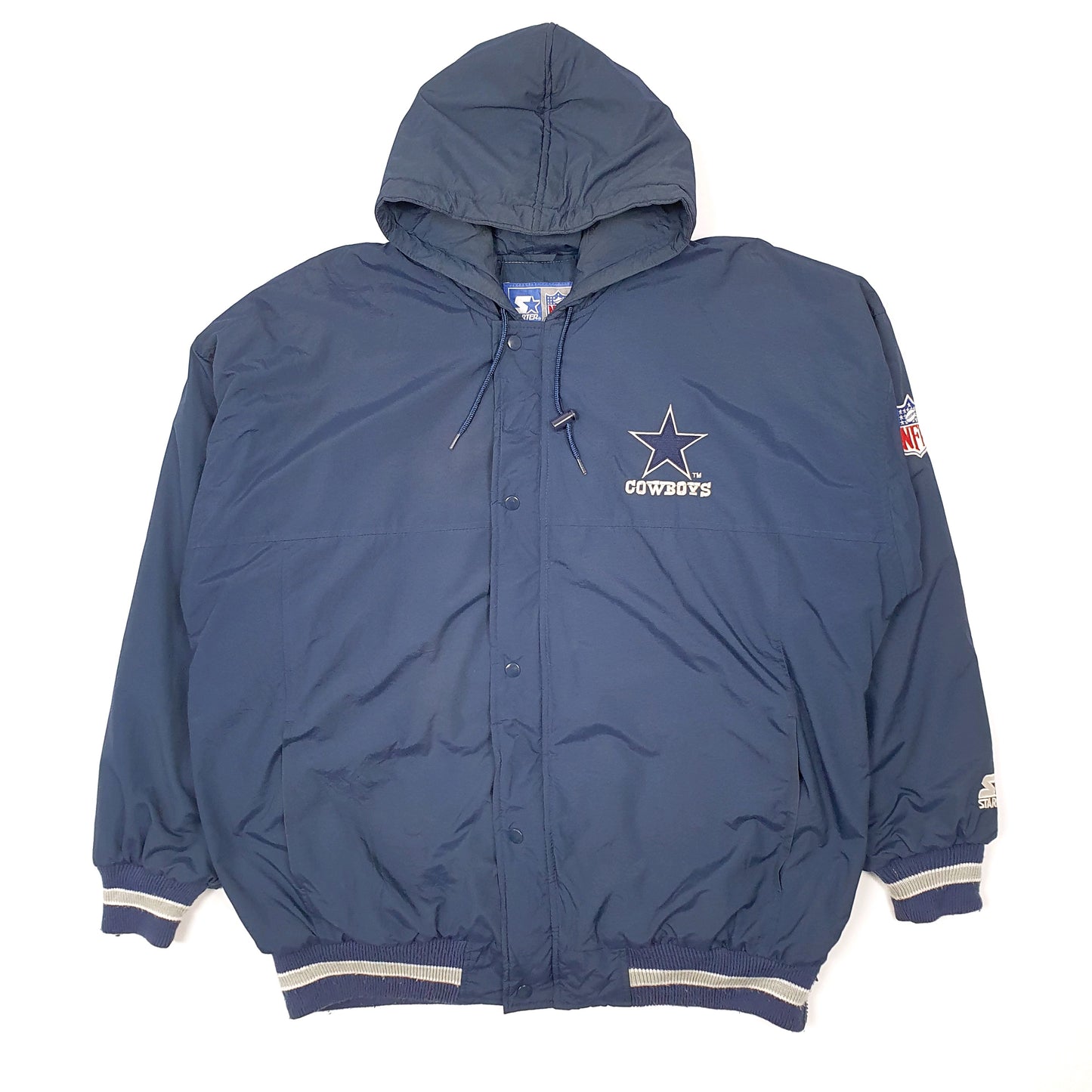 Mens Navy NFL Starter Dallas Cowboys Vintage 1990s Hoodie Coat