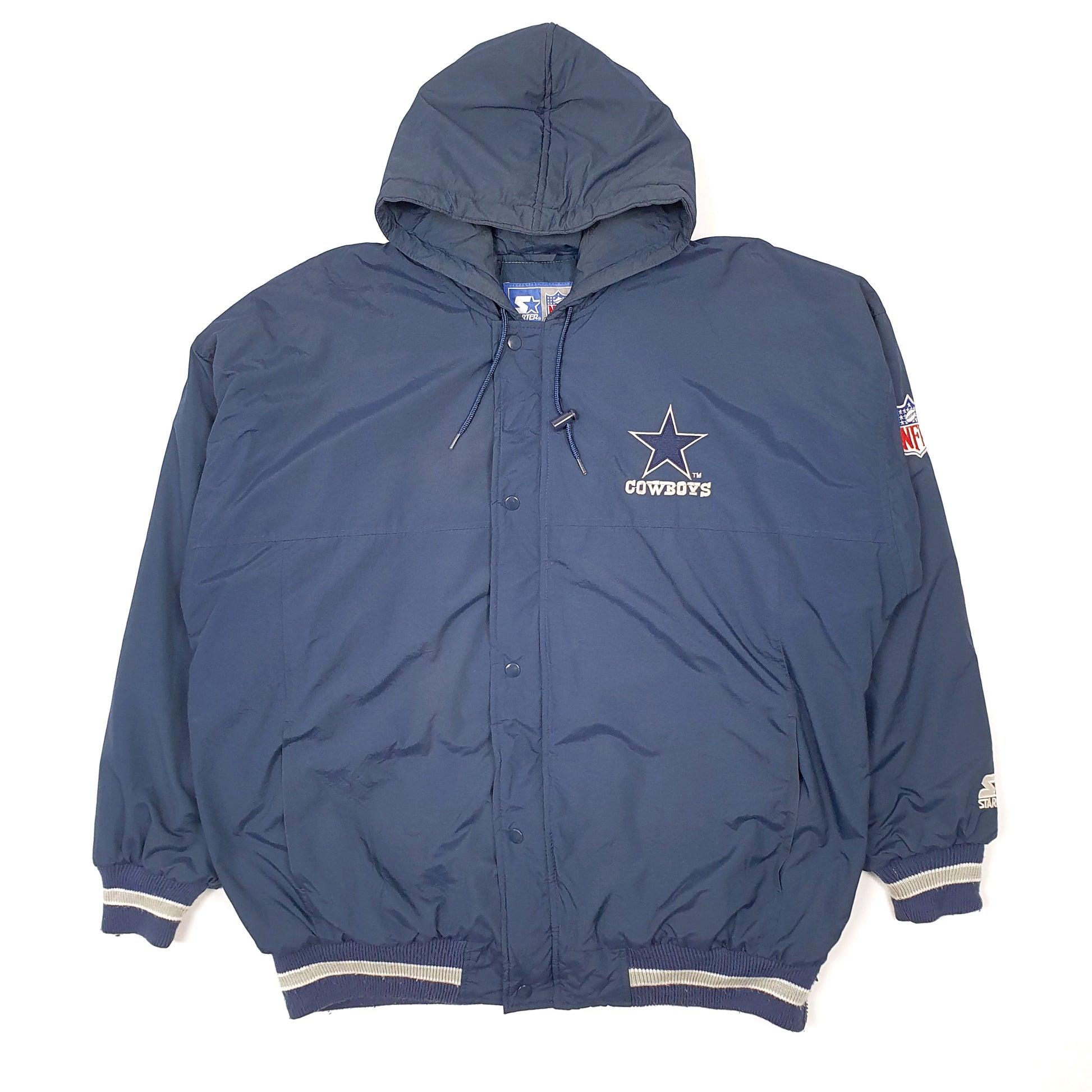 Mens Navy NFL Starter Dallas Cowboys Vintage 1990s Hoodie Coat