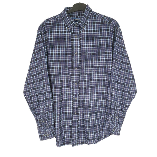 Croft & Barrow Flannel Shacket Overshirt Long Sleeve Regular Fit Check Shirt Blue