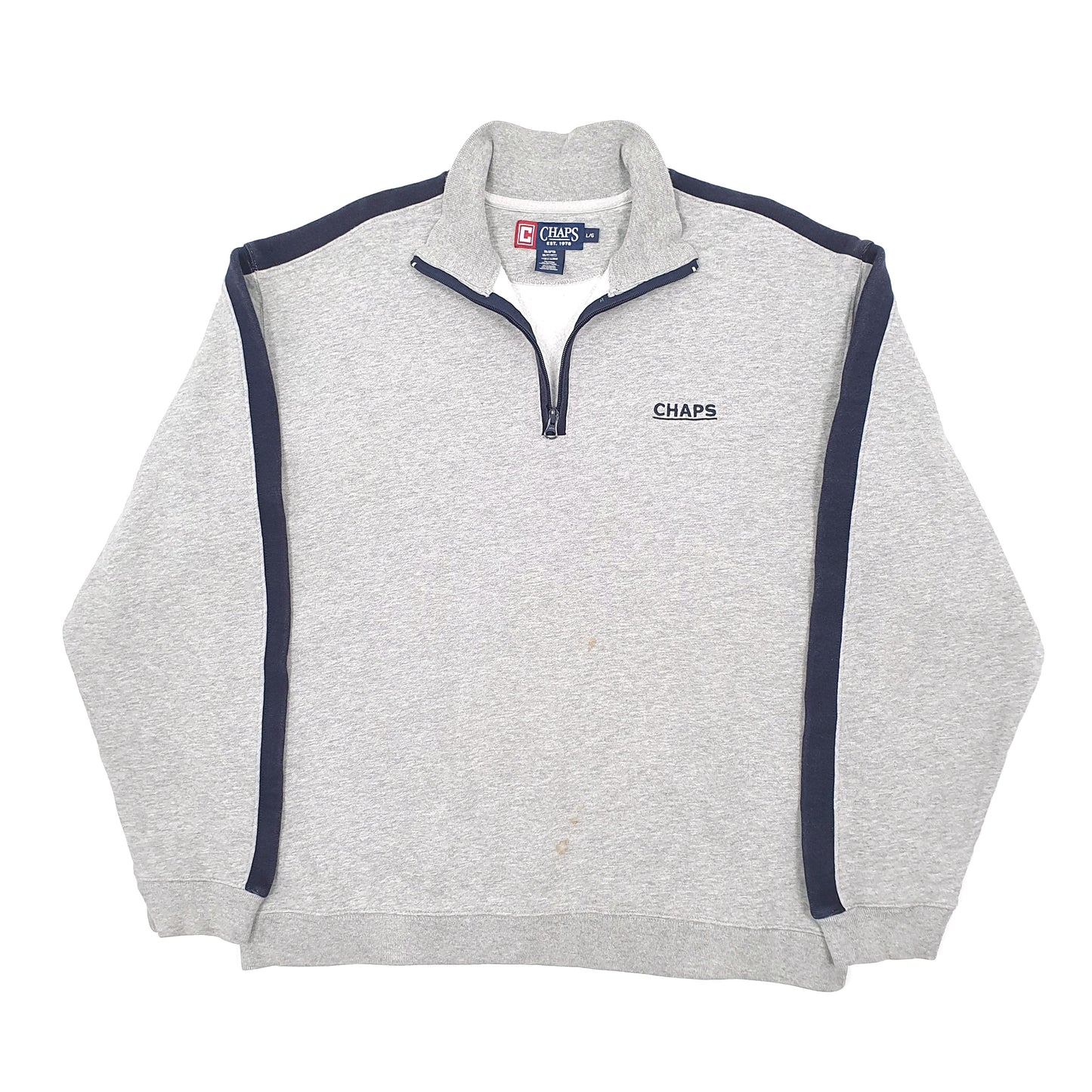 Mens Grey Chaps Spellout Quarter Zip Jumper