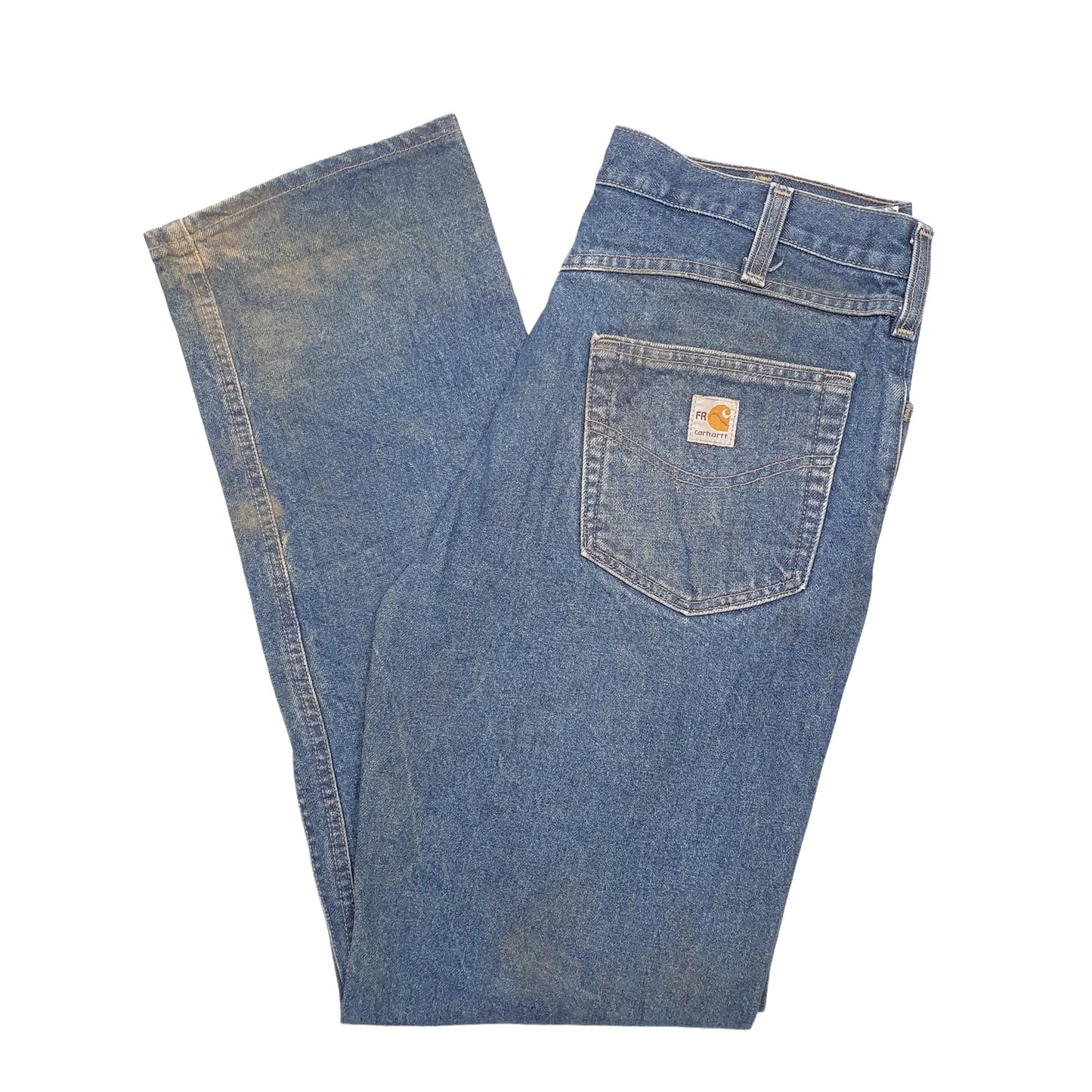 Mens Blue Carhartt Fire Resistant Carpenter JeansW34 L34