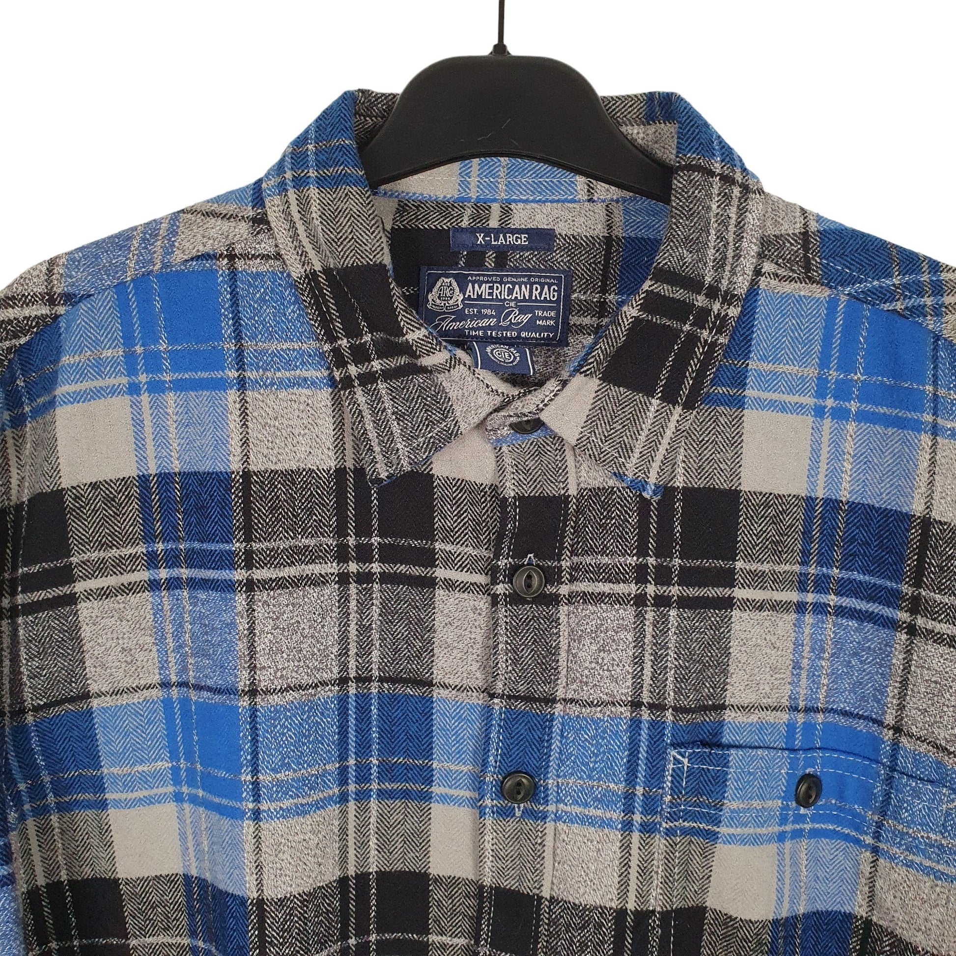 American Rag Flannel Shacket Long Sleeve Regular Fit Check Shirt Blue