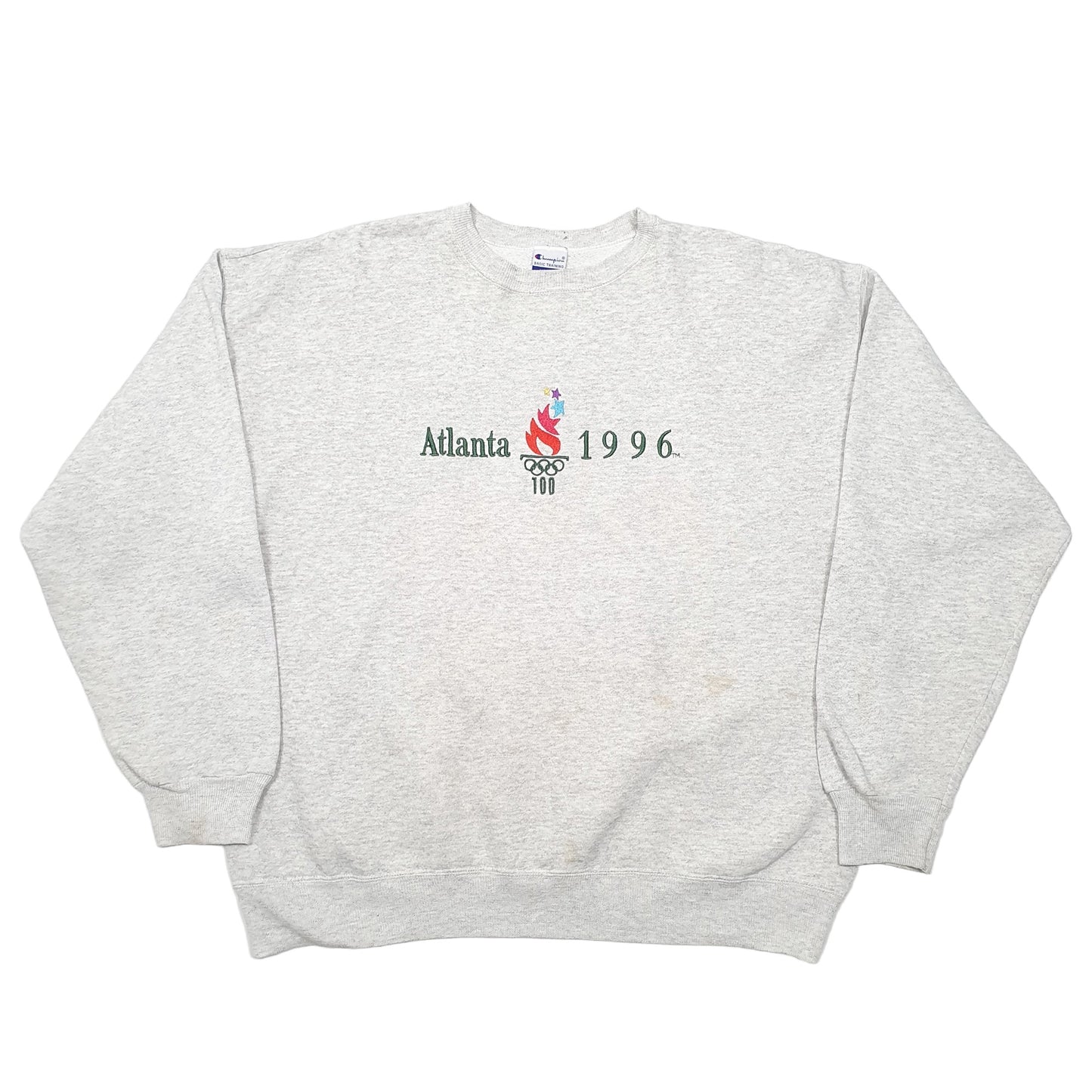 Mens Grey Champion Atlanta Olympics 1996 Vintage Crewneck Jumper