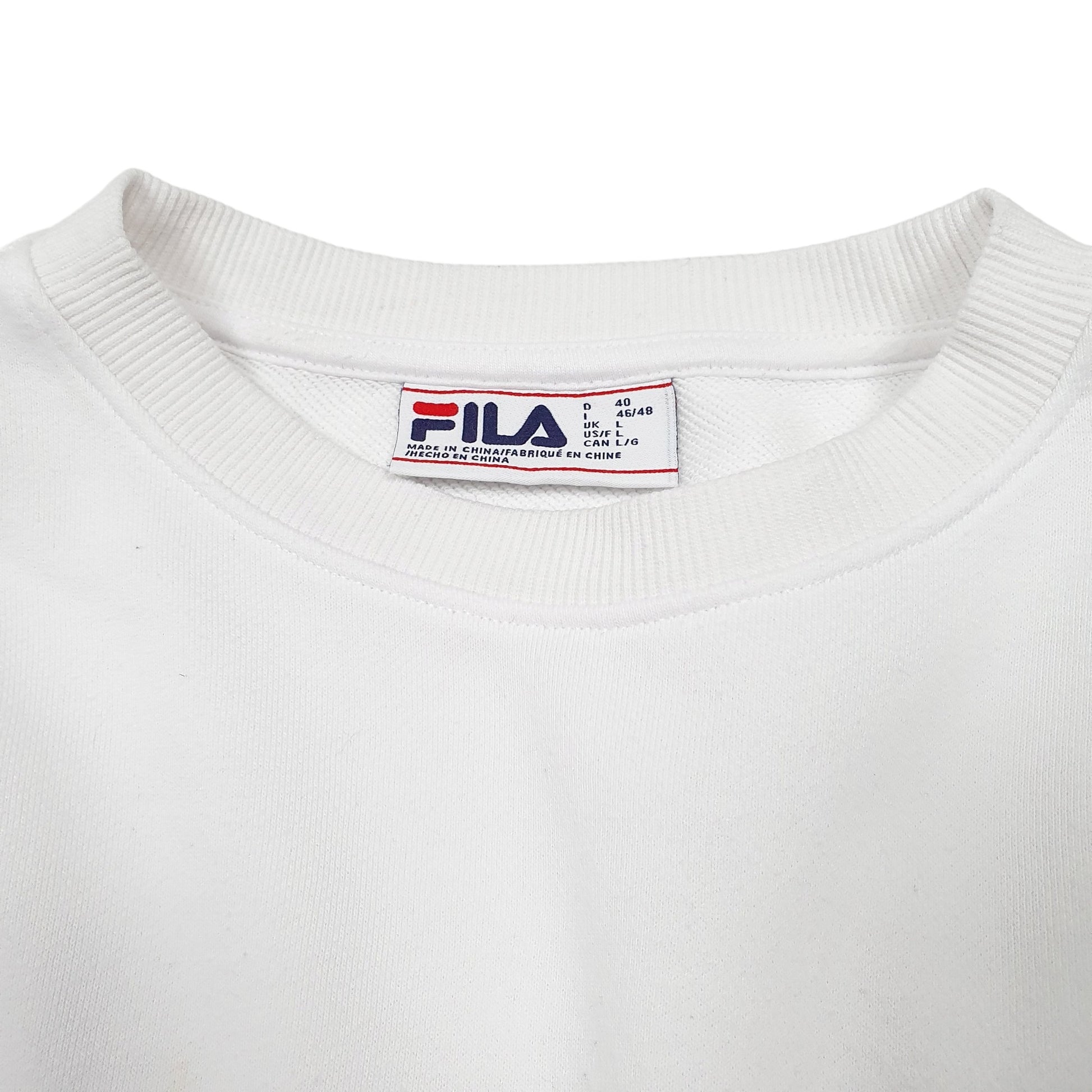 Mens White Fila Sweatshirt Crewneck Jumper