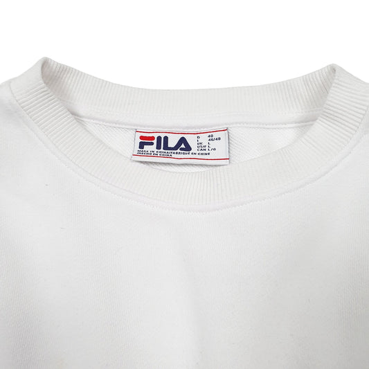 Mens White Fila Sweatshirt Crewneck Jumper