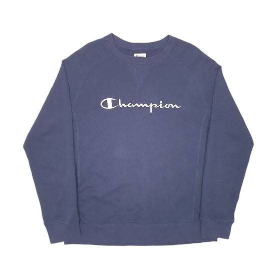 Mens Navy Champion Script Crewneck Jumper