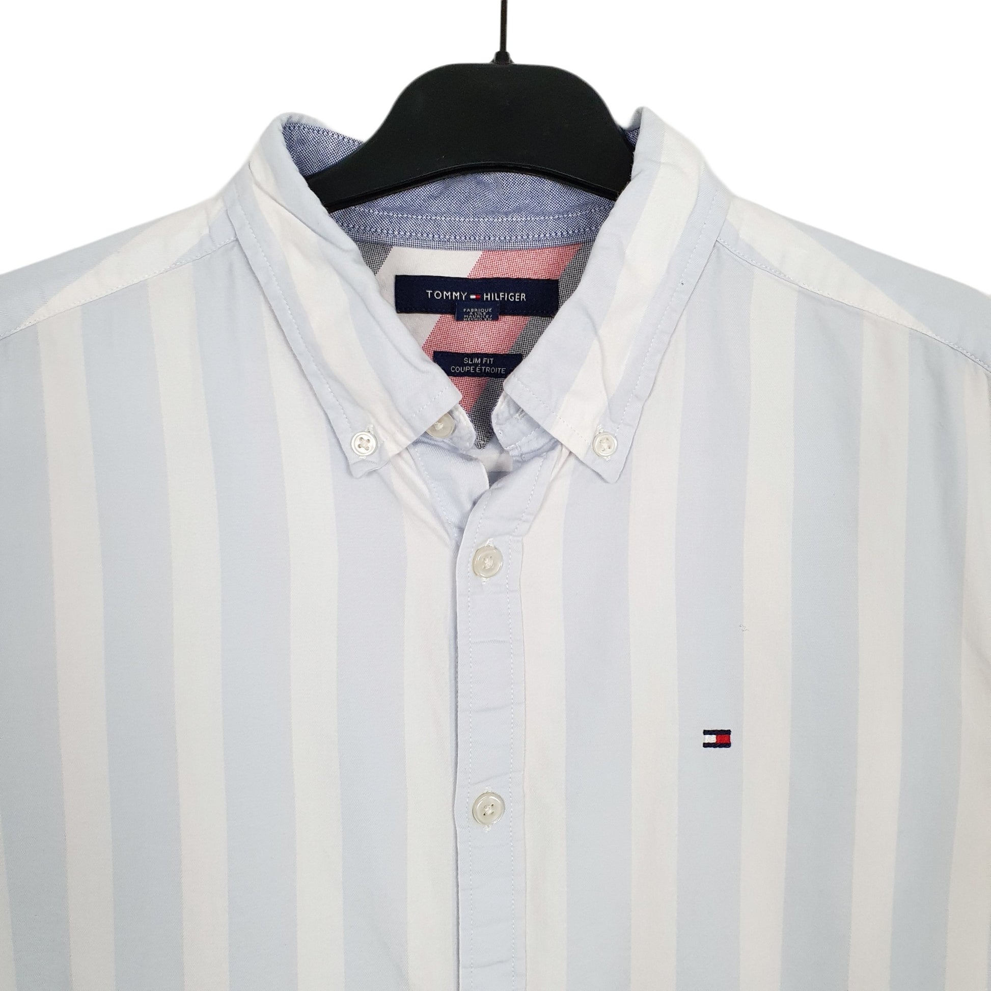 Tommy Hilfiger Short Sleeve Regular Fit Pinstripe Shirt Blue