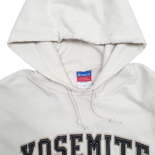 Mens Cream Champion USA College Yosemite National Park Hoodie Jumper