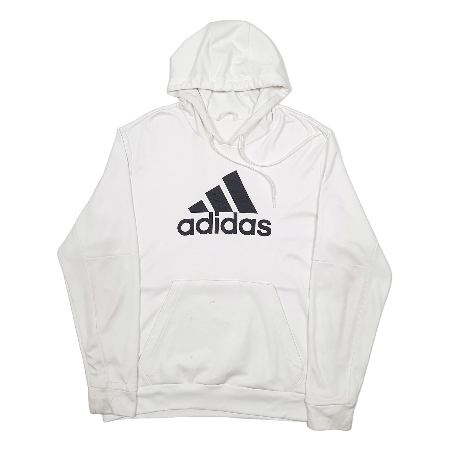 Mens White Adidas Spellout Hoodie Jumper