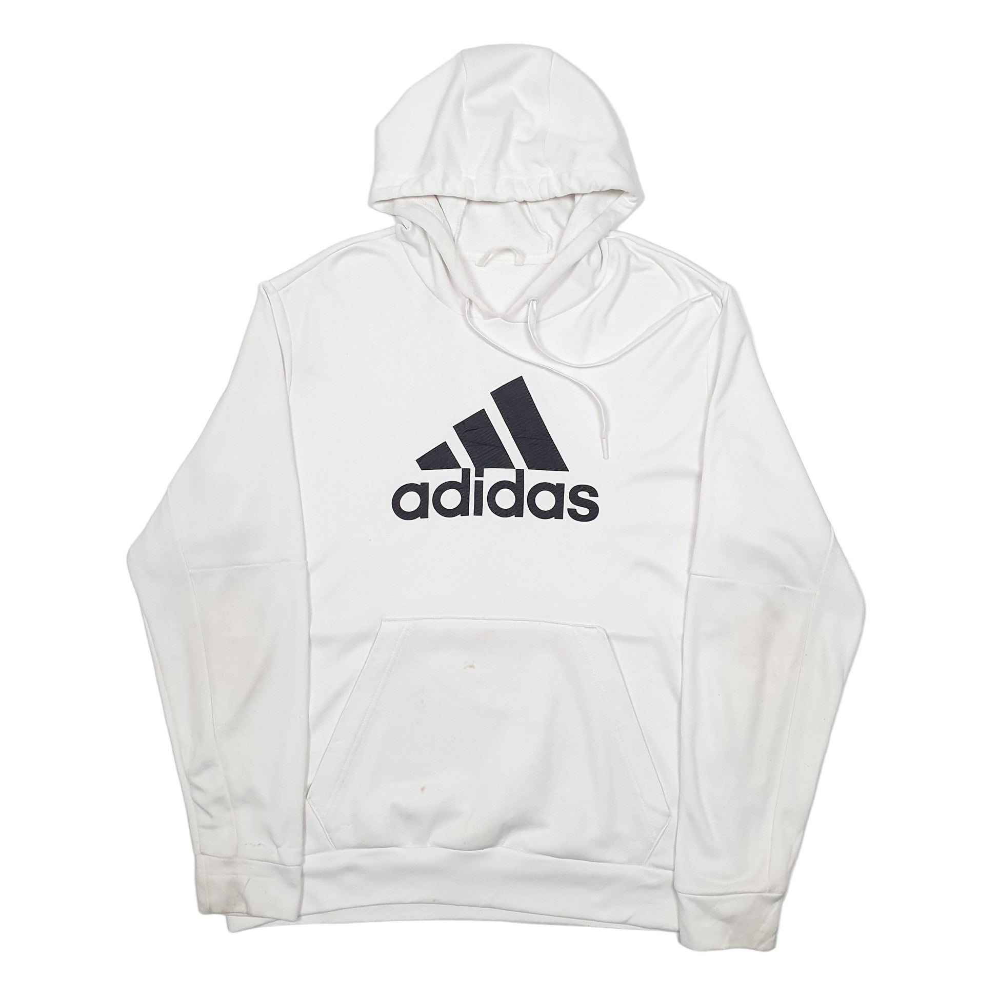 Mens White Adidas Spellout Hoodie Jumper