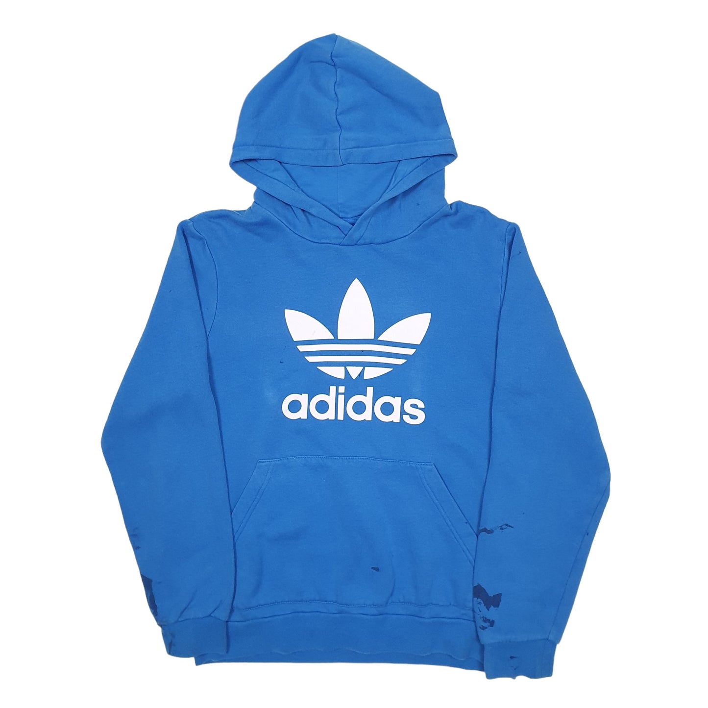 Womens Blue Adidas Spellout Hoodie Jumper