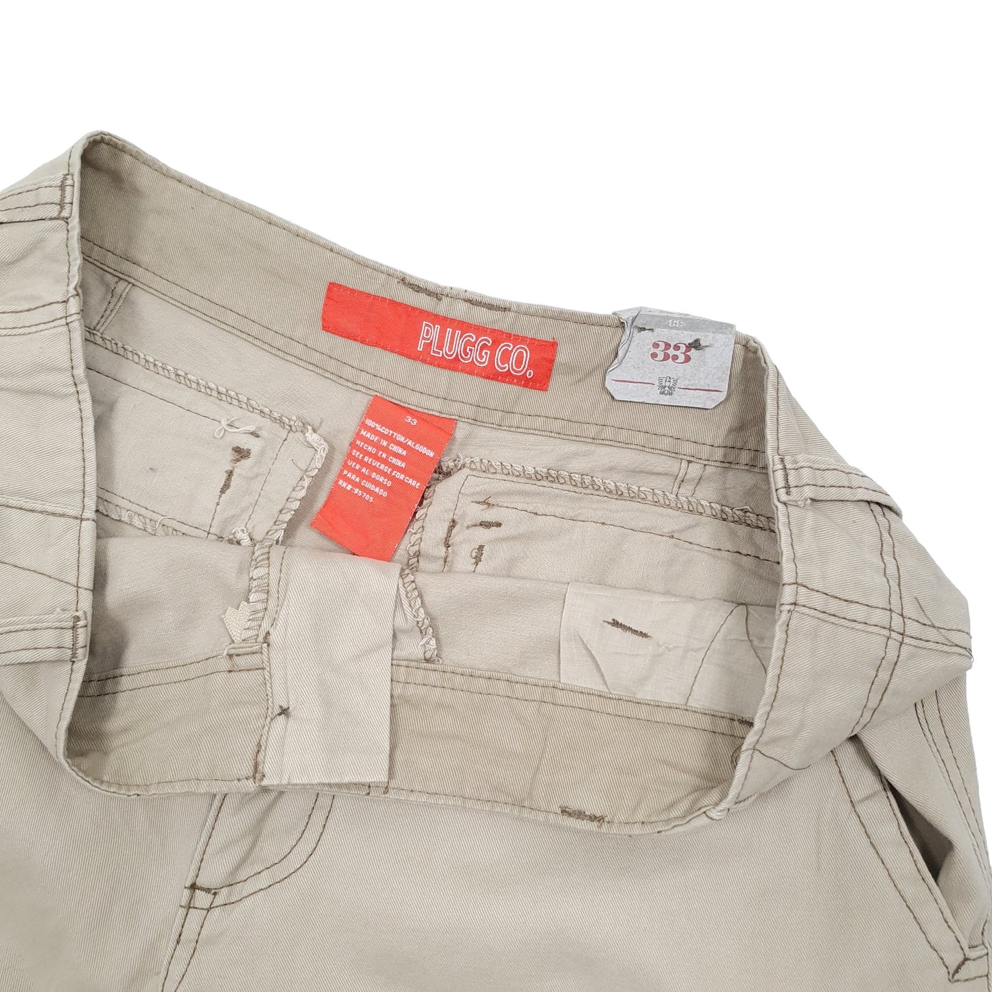 Plugg Co Beige Cargo Workwear Shorts W33