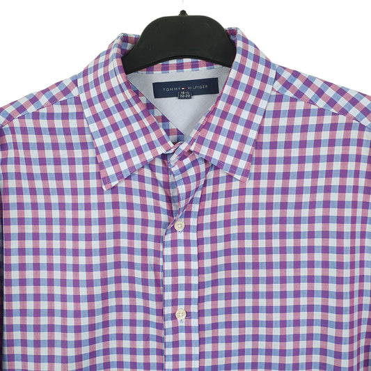 Tommy Hilfiger Long Sleeve Regular Fit Check Shirt Purple