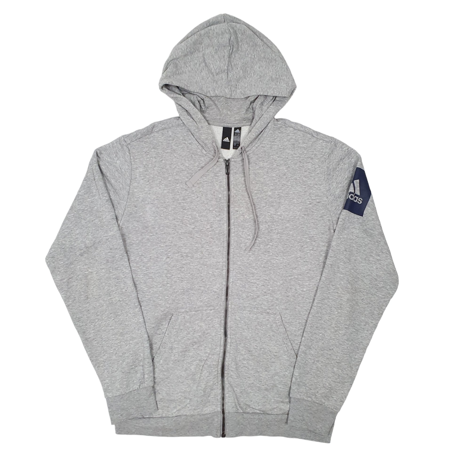 Mens Grey Adidas Hoodie Full Zip Jumper