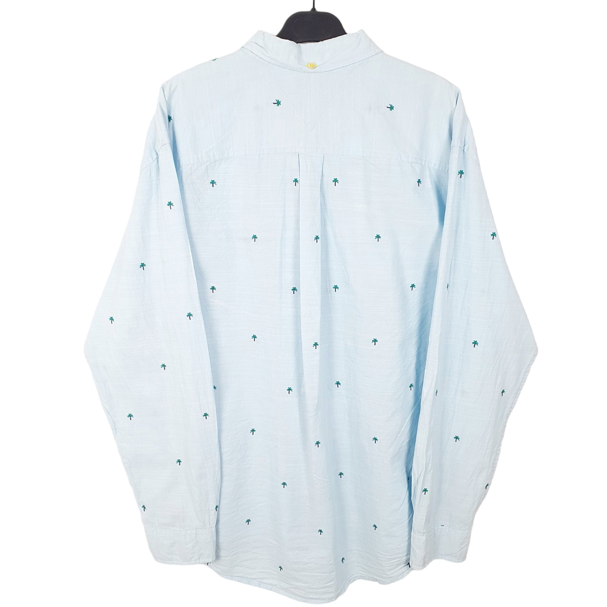 Tommy Hilfiger Palm Trees Long Sleeve Custom Fit Shirt Blue