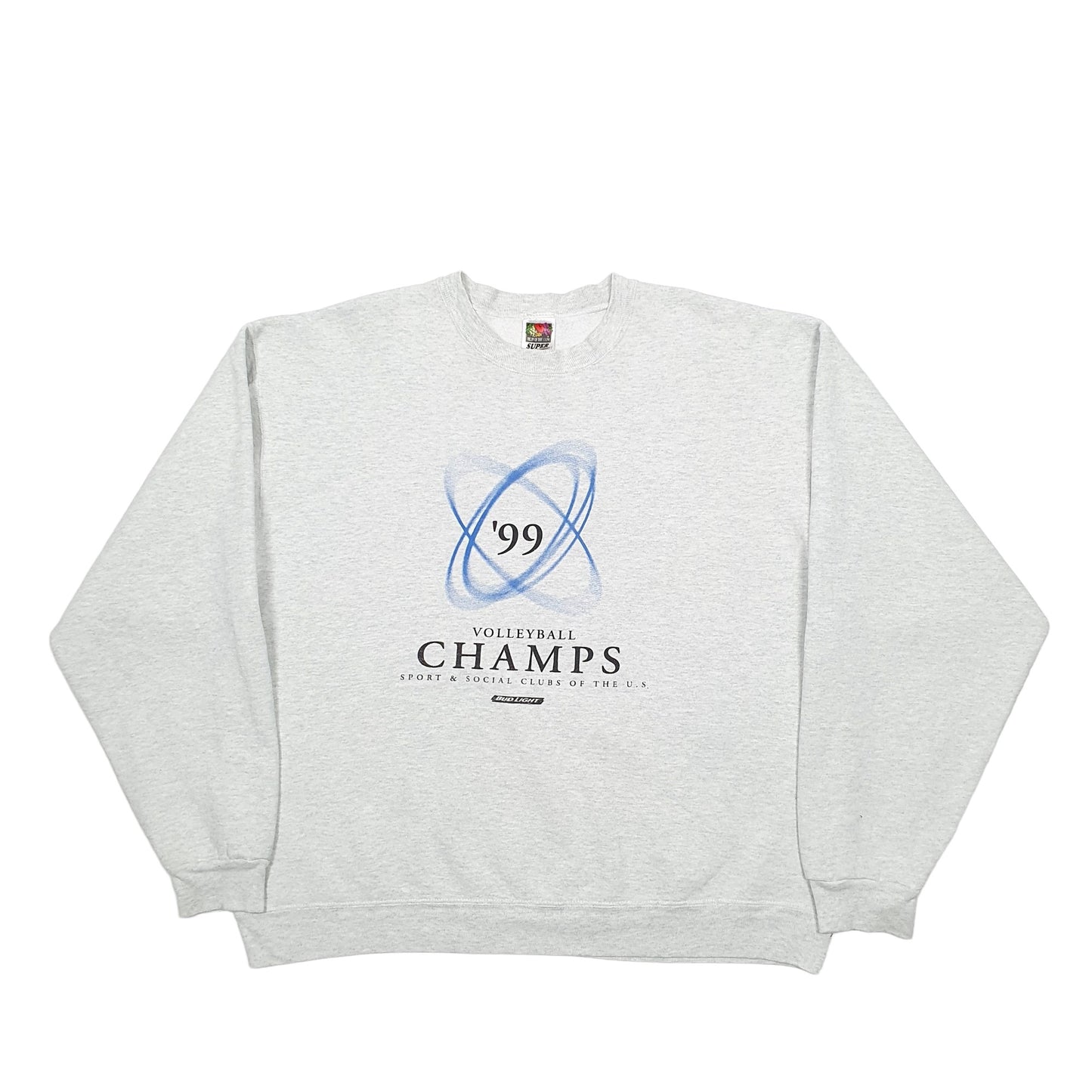 Mens Grey Fruit Of The Loom Volleyball USA Budlight Crewneck Jumper