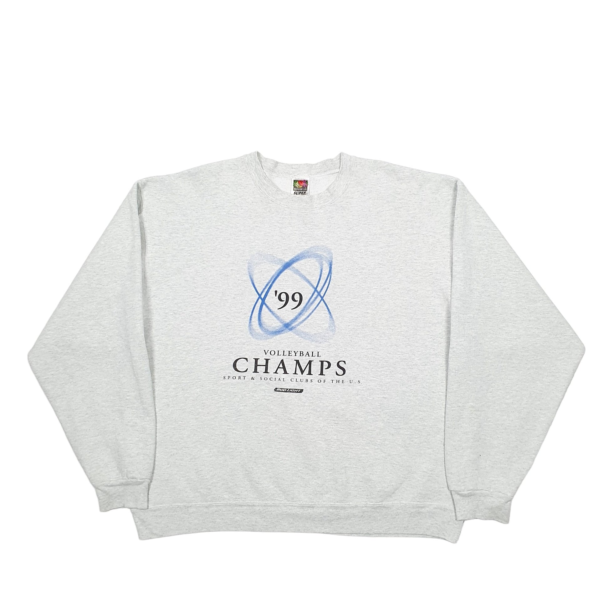 Mens Grey Fruit Of The Loom Volleyball USA Budlight Crewneck Jumper