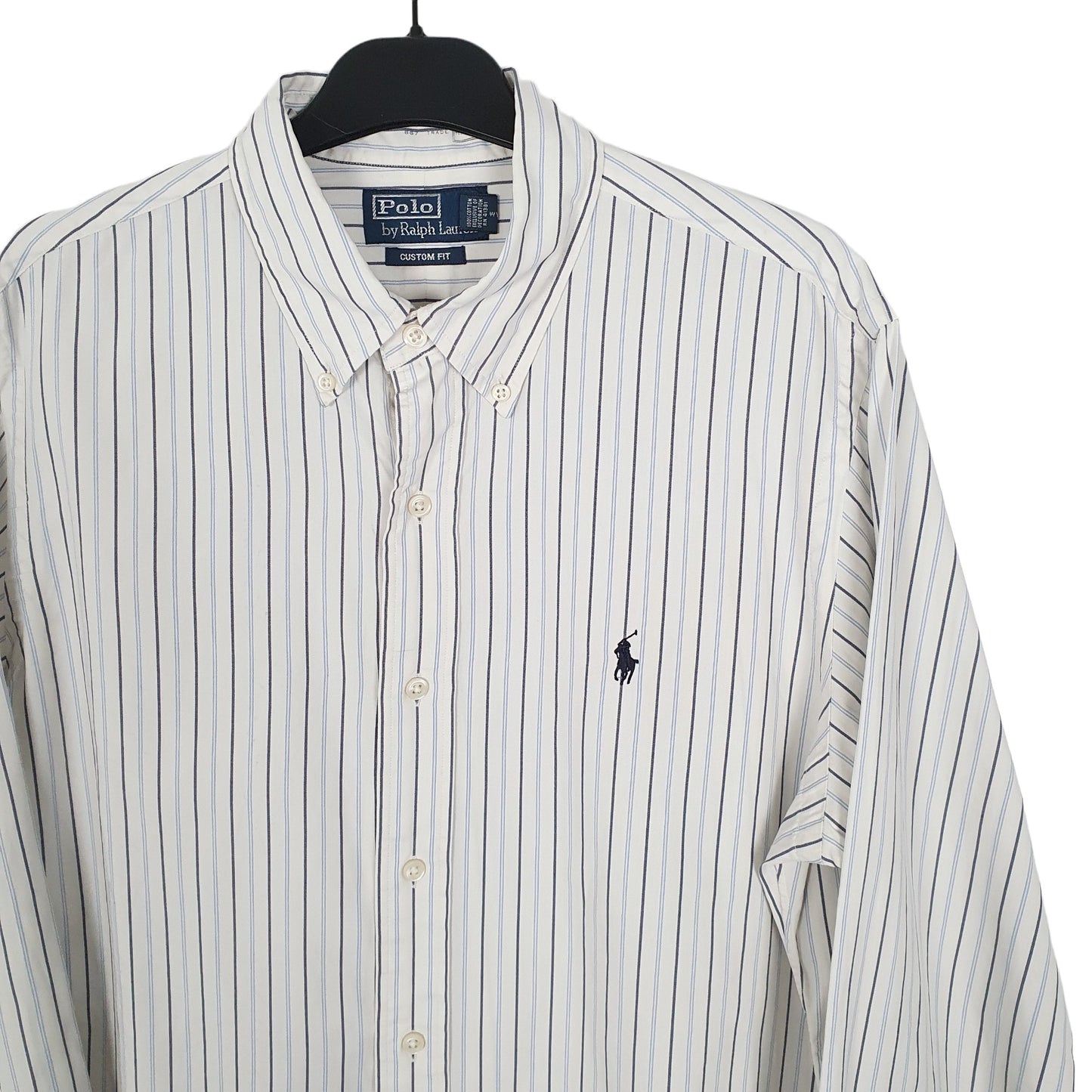 Ralph Lauren Long Sleeve Custom Fit Striped Shirt White