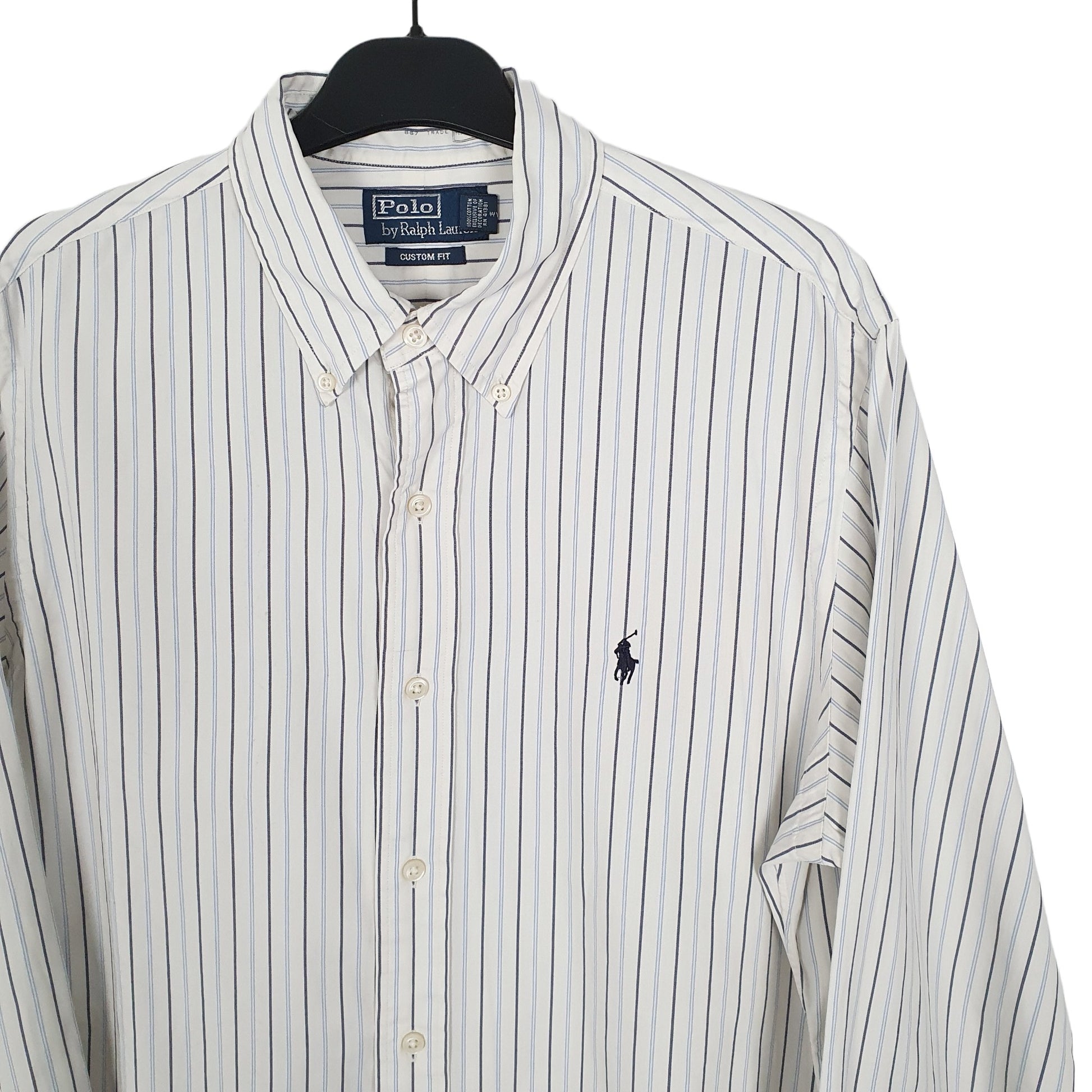 Ralph Lauren Long Sleeve Custom Fit Striped Shirt White