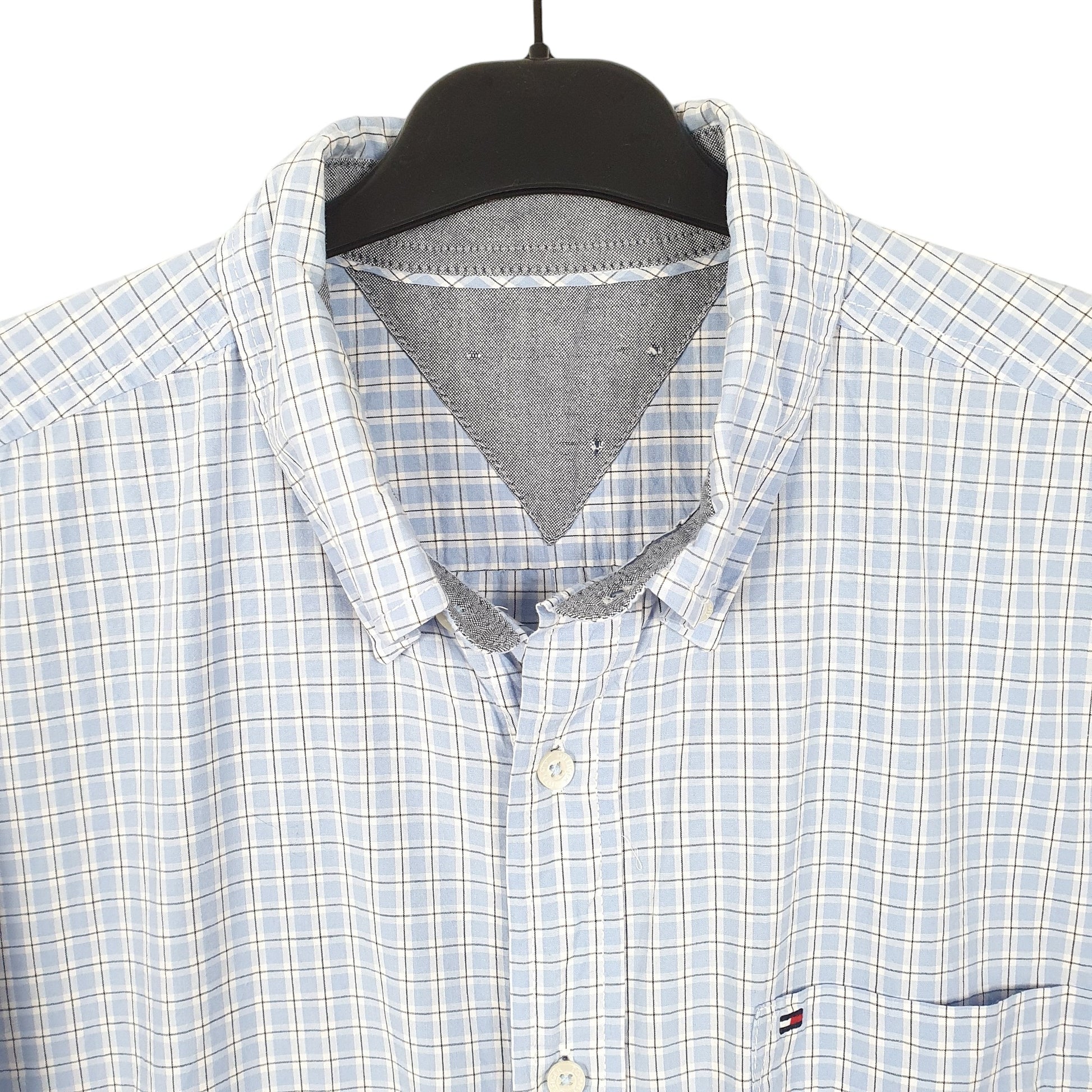 Tommy Hilfiger Short Sleeve Regular Fit Check Shirt Blue