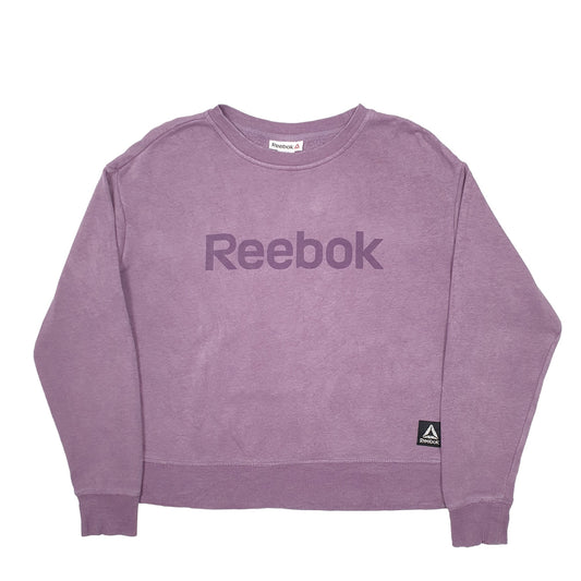 Womens Purple Reebok Spellout Crewneck Jumper