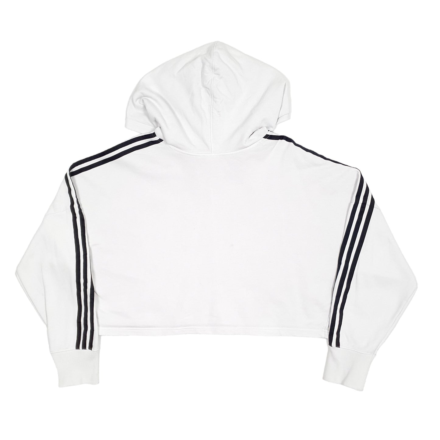 Womens White Adidas Crop Top Hoodie Jumper