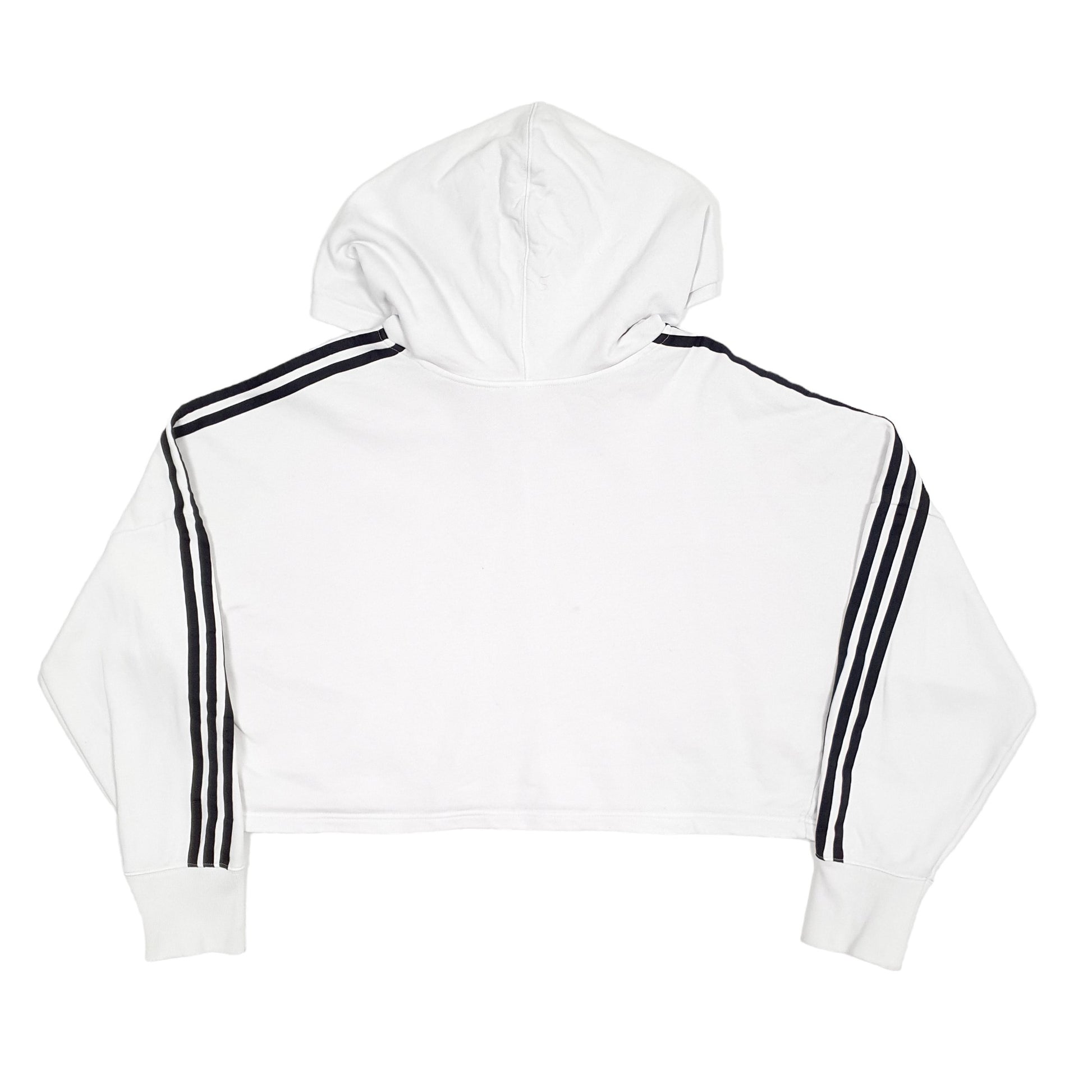 Womens White Adidas Crop Top Hoodie Jumper