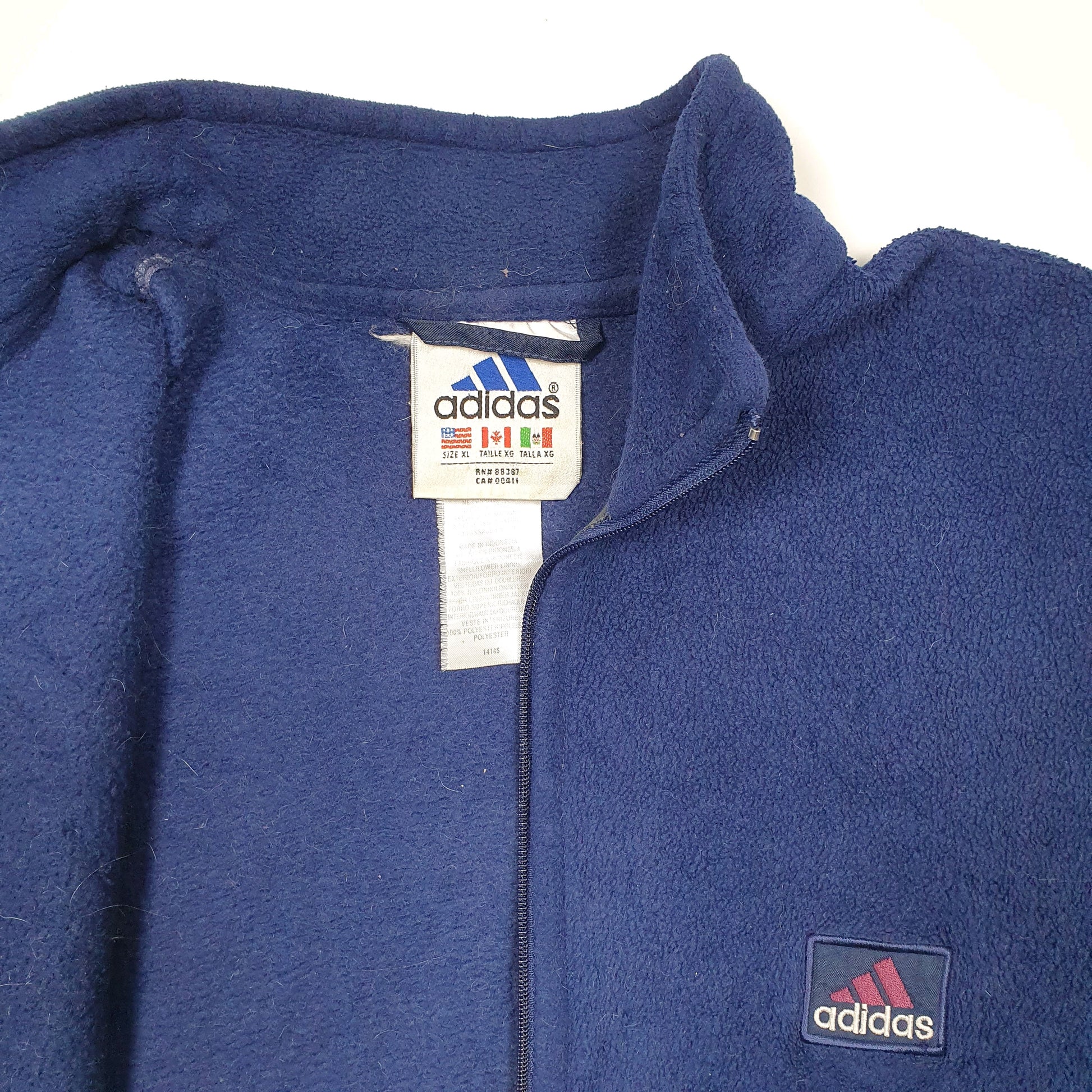 Mens Navy Adidas Vintage 1990s Full Zip Jumper