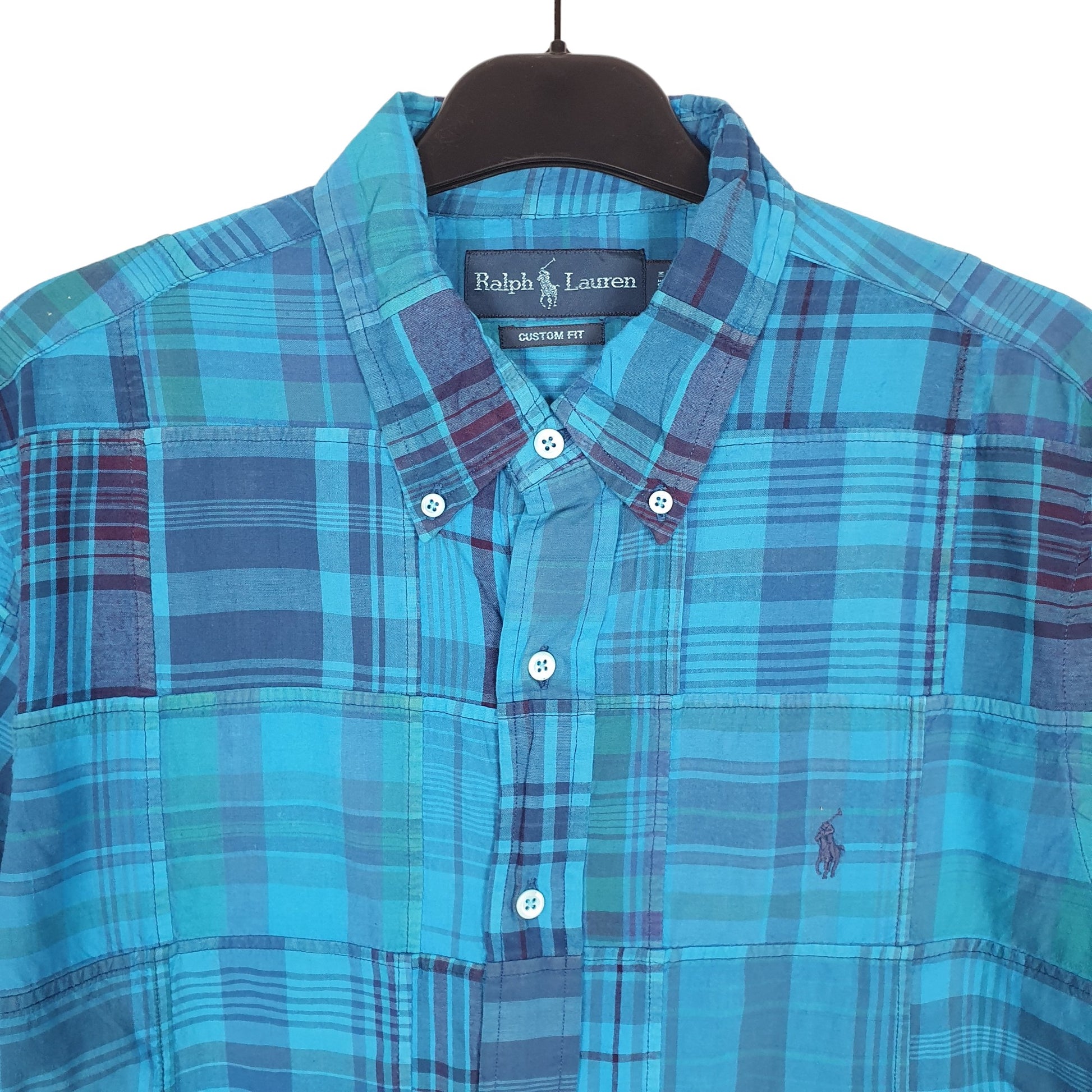 Ralph Lauren Short Sleeve Custom Fit Check Shirt Blue