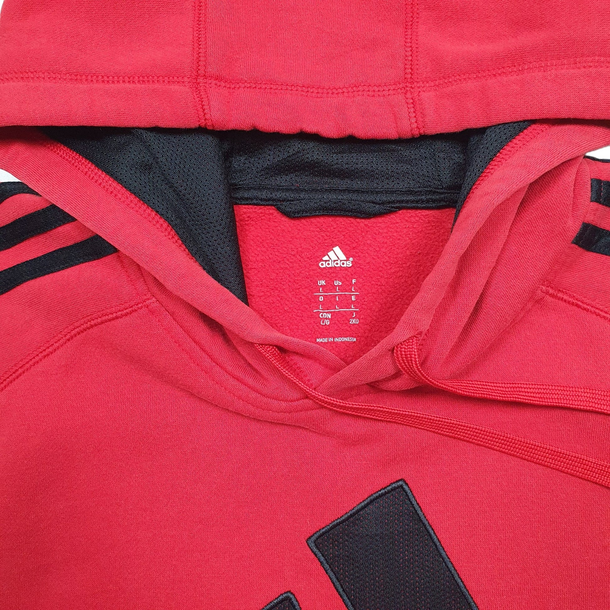 Mens Red Adidas Spellout Hoodie Jumper