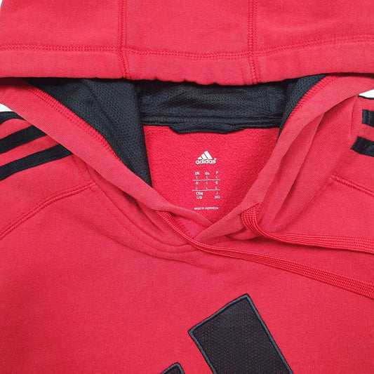 Mens Red Adidas Spellout Hoodie Jumper