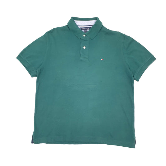 Mens Green Tommy Hilfiger Custom Fit Short Sleeve Polo Shirt