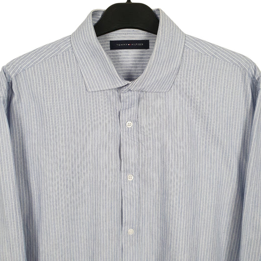 Tommy Hilfiger Long Sleeve Regular Fit Pinstripe Shirt Blue