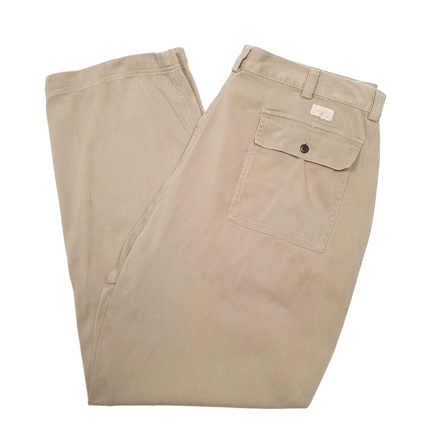 Mens Beige Polo Ralph Lauren Fatigue Pants Baggy Chino Trousers