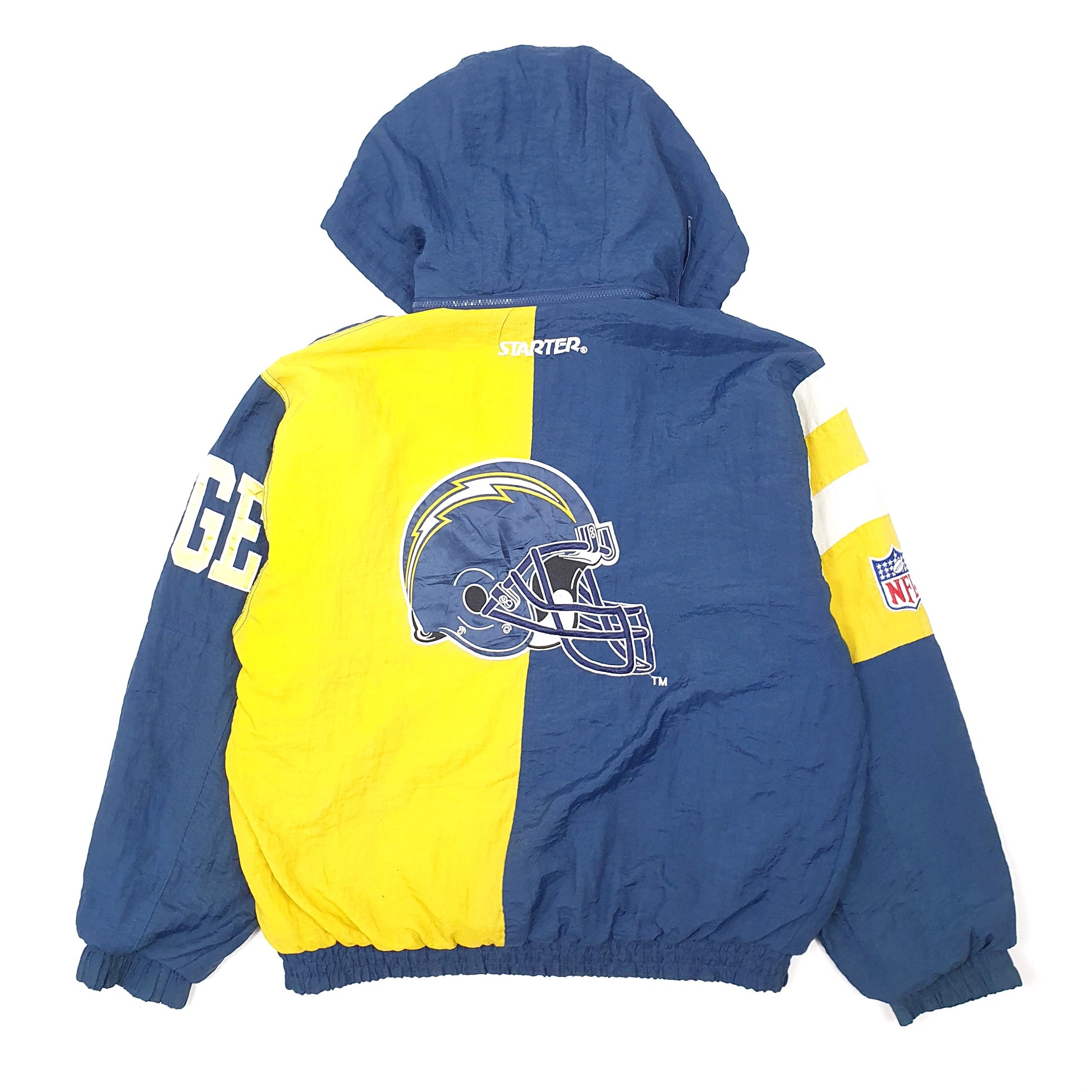 Mens Navy Starter NFL LA Chargers Football Vintage Bomber Jacket Coat